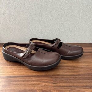 Easy Spirit Comfort Brown Leather Mary Jane Mules - Size 7